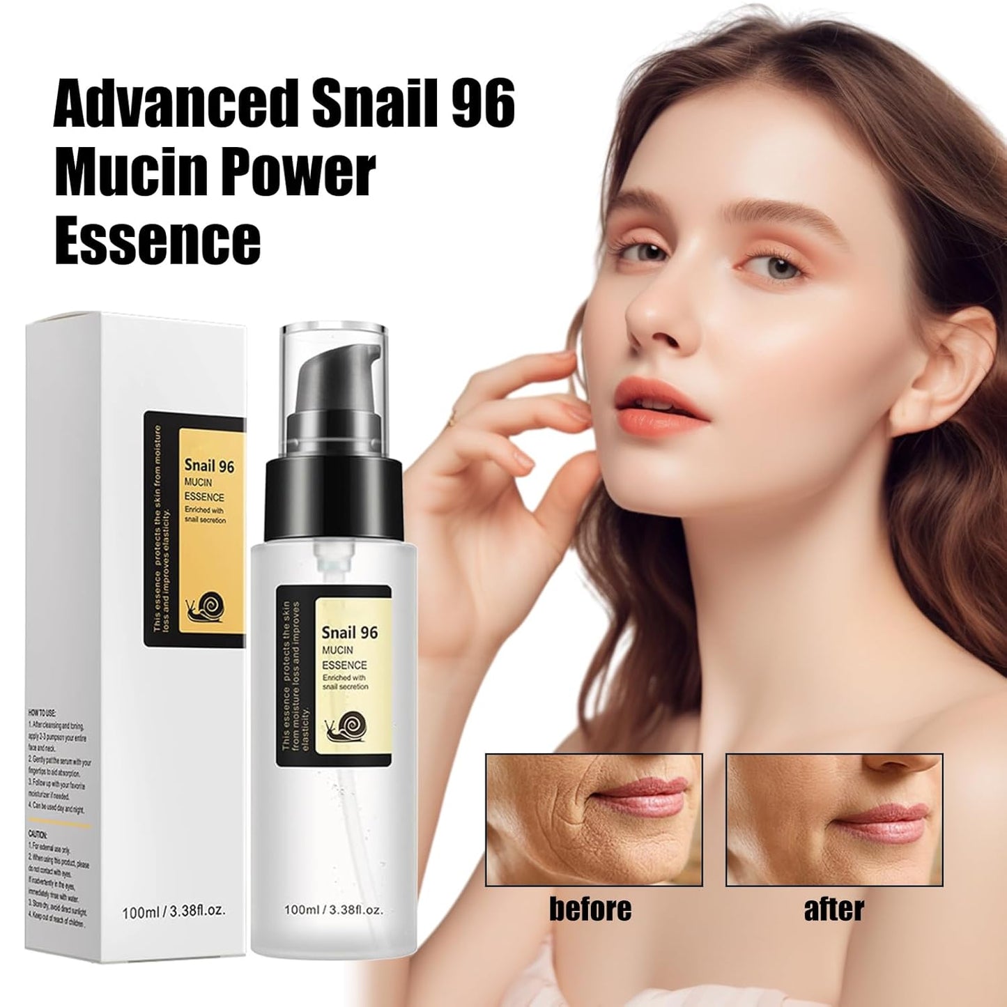Advanced Snail Mucin 96% Power Repairing Essence,Hydrating Serum for Face with Snail Secretion Filtrate for Dull And Damaged Skin